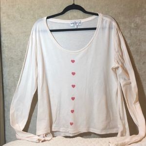 Wildfox Longsleeve Flowy T-shirt w/ Hearts❤️❤️❤️